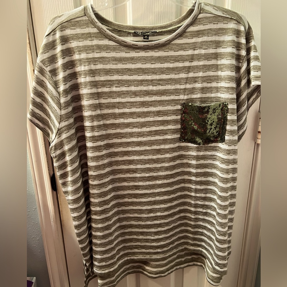 DG2 Olive Green Tee with Sequin Pocket